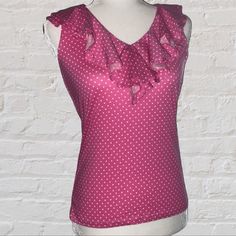 New! Lauren Ralph Lauren Ruffle Polka Dot Sleeveless Top Condition: New With Tags! Ruffle V-Neck Trim Adds Sweet Style To This Soft And Comfy Cotton Sleeveless Top. Pet And Smoke Free Home *Color Varies From Lighting/Flash* Women's Size: Xs Color: Pink Fabric: 100% Cotton Measurements (Laying Flat) Shoulders (Across): 12" Chest (Armpits): 16 1/4" Length: 23" Thank~You For Browsing My Closet 05/06/23 Spring Chic Polka Dot Tank Top, Fitted Polka Dot Sleeveless Blouse, Fitted Polka Dot Sleeveless Top, Chic Polka Dot Tank Top For Spring, Feminine Polka Dot Tops For Summer, Polka Dot Sleeveless Blouse For Spring, Polka Dot V-neck Top With Ruffles, Polka Dot Ruffled V-neck Top, Fitted Polka Dot Tank Top