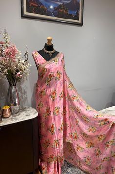 Discover our high-quality floral saree from our premium range collection, perfect for any occasion(wedding or parties). An apt pick for wedding or any kind of occasion. This set comes with complete finishing(falls and pico done) and comes with an unstitched blouse fabric. Elegant Lehenga Saree With Floral Print, Elegant Saree With Floral Print For Reception, Elegant Floral Print Pre-draped Saree For Diwali, Elegant Floral Pre-draped Saree For Diwali, Elegant Floral Print Saree, Elegant Party Saree With Floral Print, Festive Semi-stitched Floral Print Pre-draped Saree, Festive Semi-stitched Floral Pre-draped Saree, Party Saree With Floral Print For Festivals