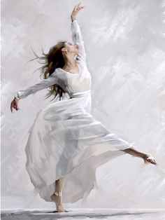 a painting of a woman in white dancing