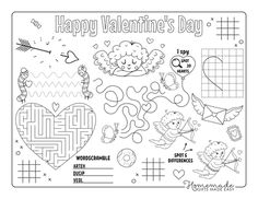 a valentine's day activity sheet for kids