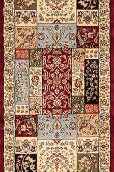 a rug with many different colors and designs