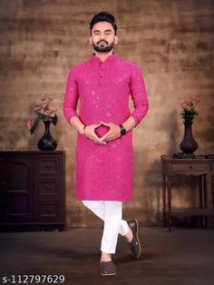 The Handmade Solid Color Indian Handmade Short Shirt or Kurta * Metal : Cotton * Color : Pink (Sam As Picture ) *Length : As you Selected  *Shirt Chest is measurement for shirt (not body) As per standard, for best loose fitting 6 inches gap should be there between actual chest size and shirt chest size Size chart is below Men's Sizes Note : Actual Body Chest - Ready Shirt Chest i Add 6" Inches Lose Fitting Fabric Armhole To Armhole. Wash Care : Dry Clean Only Note: - The colors of some picture m Festive Sherwani With Chikankari Embroidery For Puja, Transitional Sherwani With Chikankari Embroidery For Puja, Sherwani With Chikankari Embroidery For Puja, Semi-stitched Resham Embroidery Sherwani For Puja, Chikankari Embroidered Sherwani For Puja, Chikankari Embroidery Sherwani For Puja And Diwali, Traditional Pink Sherwani For Navratri, Pink Sherwani For Festive Traditional Ceremonies, Pink Sherwani For Diwali And Traditional Ceremonies