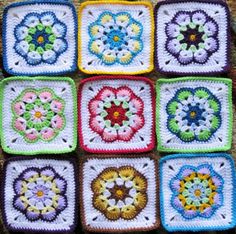 African Flower Granny Square, Crochet African Flowers, Crochet Flower Blanket, Crochet Coasters Free Pattern, Crochet Butterfly Pattern, Flower Granny Square, Crochet Blanket Pattern Easy, Gilet Crochet