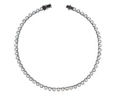 Bold, edgy and inspired by the architectural geometry of mosaics, this Nak Armstrong necklace is from his Nakard Collection. Each of the smooth, round white pearl cabochon circles is framed in black rhodium plated sterling silver to create the individual links. Wear it alone as a casual addition or layer it with your other favorites. total length : 16" : black rhodium plated sterling silverwhite pearls : 5mm diameter eachblack rhodium plated sterling silver safety clasp closure Modern Gunmetal Jewelry For Formal Occasions, Elegant Gunmetal Jewelry For Formal Occasions, Elegant Oxidized Gunmetal Jewelry, Modern Gunmetal Jewelry With Oxidized Finish, Akoya Pearl Necklace With Sterling Silver Clasp, Luxury Black Cabochon Necklaces, Sterling Silver Clasp Akoya Pearl Necklace, Architectural Geometry, White Opal Cabochon Necklaces