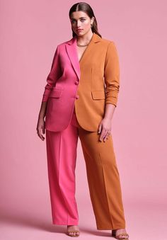 Plus Size Pant Suits, Plus Size Business, Colorblock Pants, Women Suits Wedding, Plus Size Suits, Plus Size Designers, Business Professional, Plus Size Pants, Straight Pants