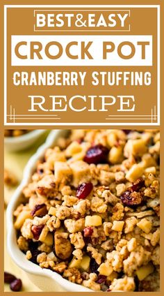 This Crock Pot Cranberry Pecan Stuffing is not only effortlessly delightful but also a perfect blend of textures and flavors, adding a touch of elegance to any holiday meal. Cranberry Pecan Stuffing, Stuffing With Cranberries, Stuffing Crockpot, Crock Pot Stuffing, Holiday Crockpot, Stuffing Recipes Crockpot, Easy Dressing Recipe, Crockpot Stuffing, Thanksgiving Crockpot Recipes