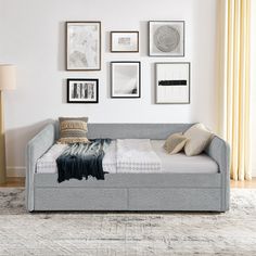 Specification Main Material: Boucle Product Features [Stunning Look] Enhanced with a stylish vertical stripe pattern on the backrests, our living room furniture exudes a designer aesthetic. Daybed In Living Room, Full Size Daybed, Beds And Headboards, Tufted Sofa, Guest Bed