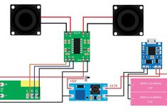 an electronic device with two speakers attached to the board and wires connected to each other