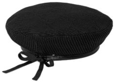 a black hat with a bow on the side