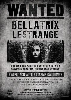 a wanted poster for the release of bellatrix's new album, let it strange