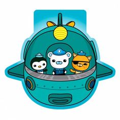 an image of some cartoon characters in a space ship with cats on the back and one cat inside