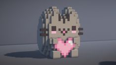 an animal made out of lego blocks with pink heart