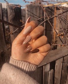 Gel Coffin, Beige Nails Design, November Nails, Thanksgiving Nails