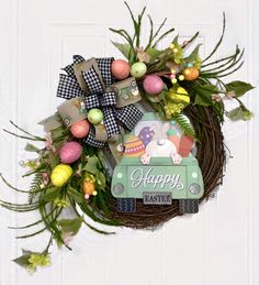 a wreath with an easter decoration on it