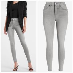 Description Same Perfect Fit. New Name. The Legging Is Now The Skinny. Made From Super Smooth Denim For A Fit That's Super Flattering And Comfortable, These Gray Skinny Jeans Have The Go-To Look You Want. Features & Fabric Mid Rise; Gray Wash Five Pocket Styling; Belt Loops; Button And Zip Fly Skinny Leg; Ankle Length Petite: Perfectly Proportioned Rise, Inseam And Design Stretch: Plenty Of Stretch For All-Day-Long Comfort Cotton/Polyester/Rayon/Spandex Womens Gray Jeans, Express Jeans, Grey Wash, Grey Jeans, Jean Grey, Character Outfits, Ankle Length, Mid Rise, Outfit Ideas