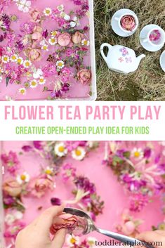 flowers and tea party play for kids to make with the help of their own hands