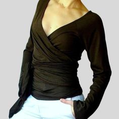 Made in Canada yoga clothing | Made in Canada wrap top yoga style | Shop yoga clothing for women | Canadian women's clothes boutique Yoga Wrap Top, Natural Fiber Clothing, Wool Clothing, Wrap Shirt, Platypus, Yoga Fashion, Organic Clothing, Clothing Care, Yoga Tops