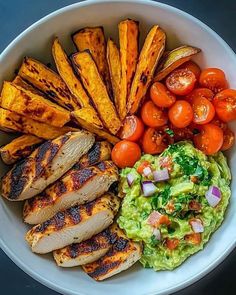 Great Grandma's Recipes | 🍗🥑 Grilled Herb Chicken Bowl with Sweet Potato Fries & Avocado Salsa 🍠✨ | Facebook