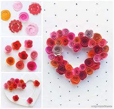 paper flowers arranged in the shape of a heart