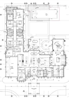 an architectural drawing shows the floor plan for a large building with multiple floors and lots of windows