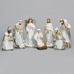 seven figurines of the birth of jesus