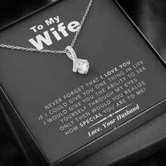 a necklace in a box that says to my wife