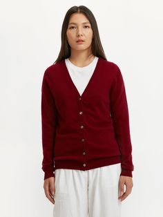 Women's Cashmere V-neck Cardigan Red - Gobi Cashmere Gobi Cashmere, Studio Shots, Womens Cashmere, Autumn Sales, V Neck Cardigan, Cashmere Cardigan, Affordable Luxury, Timeless Classic, Classic Looks