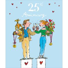 25th Anniversary celebrations card - Daisy Park Happy 25th Anniversary, Quentin Blake, 25th Wedding Anniversary, Wedding Fun, Wedding Anniversary Cards, Anniversary Celebration, 25th Anniversary, Anniversary Cards, Fun Wedding