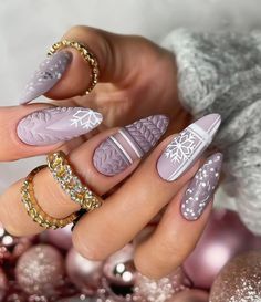 Hk Nails, Mauve Nails, Christmas Gel Nails, Sweater Nails, Her Nails, Christmas Nails Acrylic, Winter Nail Designs, Festival Nails, Xmas Nails