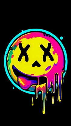 an image of a smiley face with dripping paint