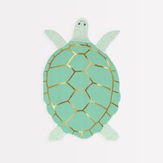 a green turtle with gold lines on it's shell