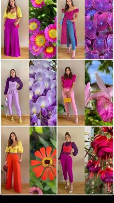 the collage shows many different types of flowers