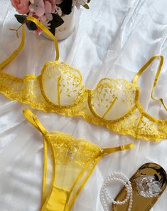 yellow lingerie set sexy Bra Art, Yellow Lingerie, Yellow Bra, Lingerie Catalog, Lingerie Inspiration, I Got Married, British Indian, Lingerie Set, Brunei