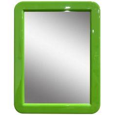 a green frame mirror on a white background