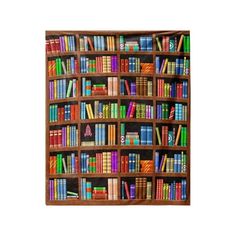 a wooden book shelf filled with lots of books