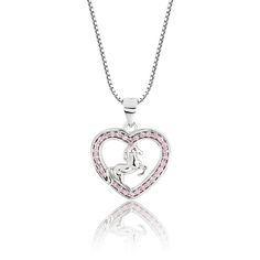 Girls .925 sterling silver heart-shaped horse charm necklace for horse lovers! This high-quality necklace is such a fun gift for those girls who love horses. Whether she dreams of having a horse someday or enjoys riding this is the perfect gift for girls, teens or women. 🌸Charm measures 12x13mm and is accented with heart-shaped high-end pink sparkling CZs. 🌸This chain is a high-quality box chain imported from Italy with a durable lobster claw clasp and will be a treasure she will love and be a Pink Horse, Keepsake Baby Gifts, Flower Girl Bracelets, Love Horses, Necklace With Heart, Silver Jewelry Box, Horse Necklace, Jewelry Bracelets Gold, Encouragement Gifts