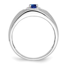 Add a touch of sophistication and luxury to your wardrobe with our stunning 14k White Gold Oval Sapphire and Diamond Men's Ring. Crafted from durable 14k White Gold and plated with Rhodium for a brilliant shine, this ring is a true masterpiece.  The oval sapphire stone at the center is a deep, rich blue hue that is sure to catch everyone's eye. Surrounding the sapphire are dazzling diamonds that add an extra touch of elegance and sparkle to the ring. The polished finish gives the ring a sleek an Diamond Mens Ring, Yellow Pearl Earrings, Brown Pearl Earrings, Birthday Pendant, Tiger Eye Earrings, Yellow Pearl, Seahorse Pendant, Bone Pendant, Pearl And Diamond Earrings