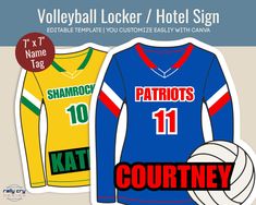 volleyball locker / hotel sign - customize to match your team's uniform and name