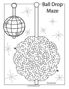 a ball drop maze is shown in this coloring page