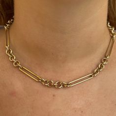 Embrace the allure of our one-of-a-king FLAVIA necklace, where elegance meets chicness. With its Latin origin meaning "Golden," this Italian hollow chain is crafted from 14KT yellow gold, complete with a secure lobster clasp. Composition: Ready To Ship Metal: 14K yellow gold Chain Type: Italian hollow chain Chain Width: 7.5mm Length: 16 inches Clasp: lobster clasp -- This price listed reflects the quality and diamond weight of the current version available or just sold. Pricing of previous and f Luxury 14k Gold Chain Necklace With Lobster Clasp, Timeless Yellow Gold Necklace With Lobster Clasp, Luxury Chain Necklace With Lobster Clasp For Formal Occasions, Luxury Chain Necklace With Lobster Clasp For Formal Events, Formal Gold-plated Necklace With Lobster Clasp, Luxury Gold-tone Figaro Chain Necklace, Formal Fine Jewelry Chain Necklace With Lobster Clasp, Formal Gold-plated Necklace With Paperclip Chain, Timeless Formal Chain Necklace With Lobster Clasp