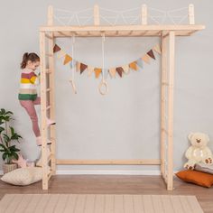 Indoor Monkey Bars - WoodandHearts Indoor Climbing Structures For Kids, Montessori Ladder, Wall Gym, Montessori Wall, Dream Playroom, Swedish Ladder, Home Climbing Wall, Indoor Climbing Wall