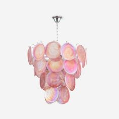 a pink chandelier hanging from the ceiling