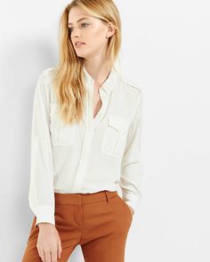 hi-lo military pocket shirt It Professional, Shirts And Blouses, Cozy Cardigan, Button Up Dress, Pocket Shirt, Shirts Blouses, Women's Shirts, Dress Shirts, Fashion Sense