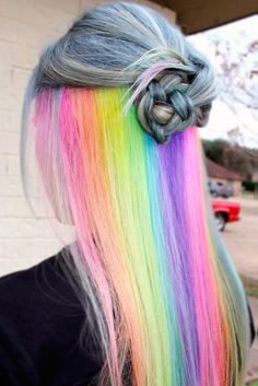 Hidden Rainbow Hair, Rainbow Hair Color, Multi Colored Hair, Unicorn Hair, Pastel Hair, Colored Hair