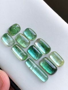 Green Cabochon Gemstones For Jewelry Making, Handmade Green Tourmaline Gemstones, Bluish Green, Green Tourmaline, Crystals Minerals, Tourmaline, Gemstone Jewelry, Pakistan, Etsy Accessories