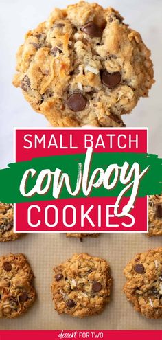 Cowboy Cookies, holiday cookies, christmas cookie exchange Small Batch Cookies Oatmeal, Small Batch Cowboy Cookies, Small Batch Monster Cookies, Small Batch Cookies Recipes, Small Batch Christmas Cookies, Cowboy Chocolate Chip Cookies, Small Batch Cookie Recipes, Small Batch Oatmeal Chocolate Chip