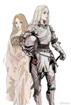 two women in armor standing next to each other