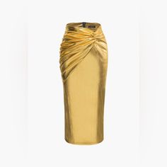 Occasioncasual Categorybottoms Compositionpolyester95%, Elastane5% Sheernot Sheer Gold Fitted Chic Skirt, Chic Gold Lined Skirt Bottoms, Gold Chic Midi Skirt, Chic Gold Bottoms With Lined Skirt, Chic Gold Midi Skirt, Chic Gold Skirt, Split Midi Skirt, Midi Skirt, Womens Skirt