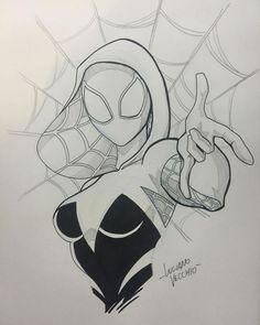 a drawing of spider - man with his hands in the air