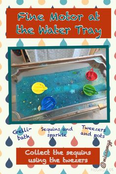 a poster with instructions for fine motor at the water tray